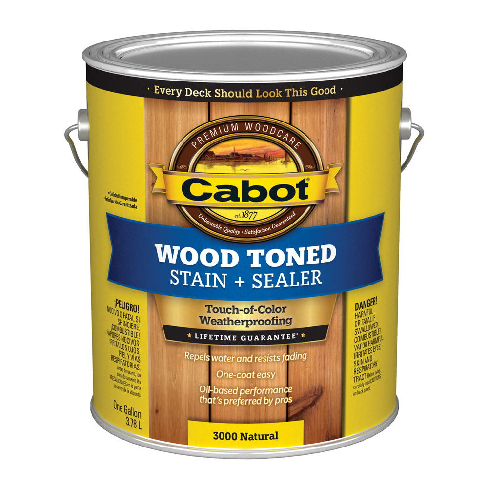 Cabot 3000 Series Wood Toned Stain + Sealer - Exterior Wood Stain Deck Finish - 1 Gallon - Natural #3000