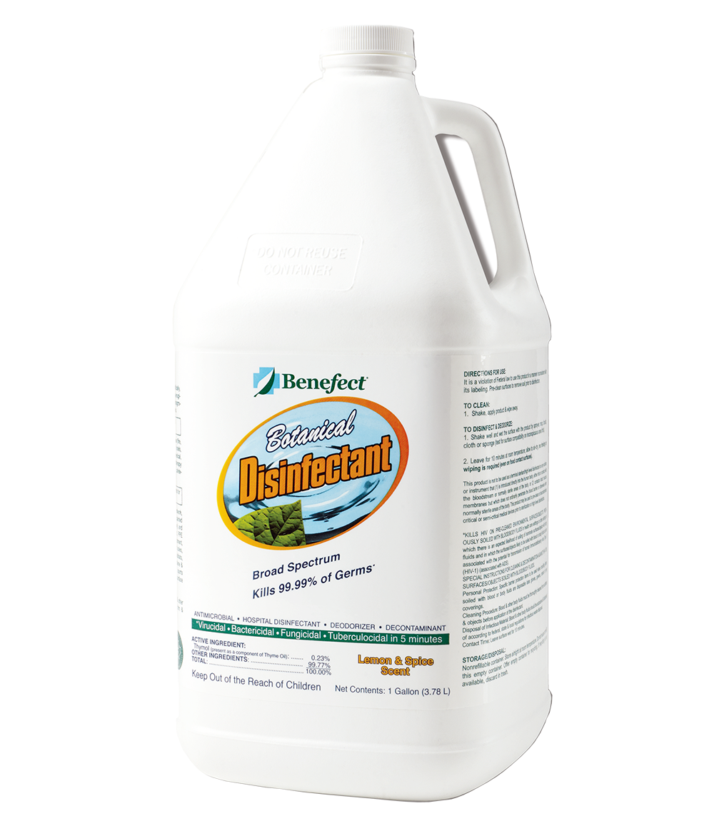 Benefect Botanical Disinfectant, Kills 99.99% of Germs, Case of 4 Gallons