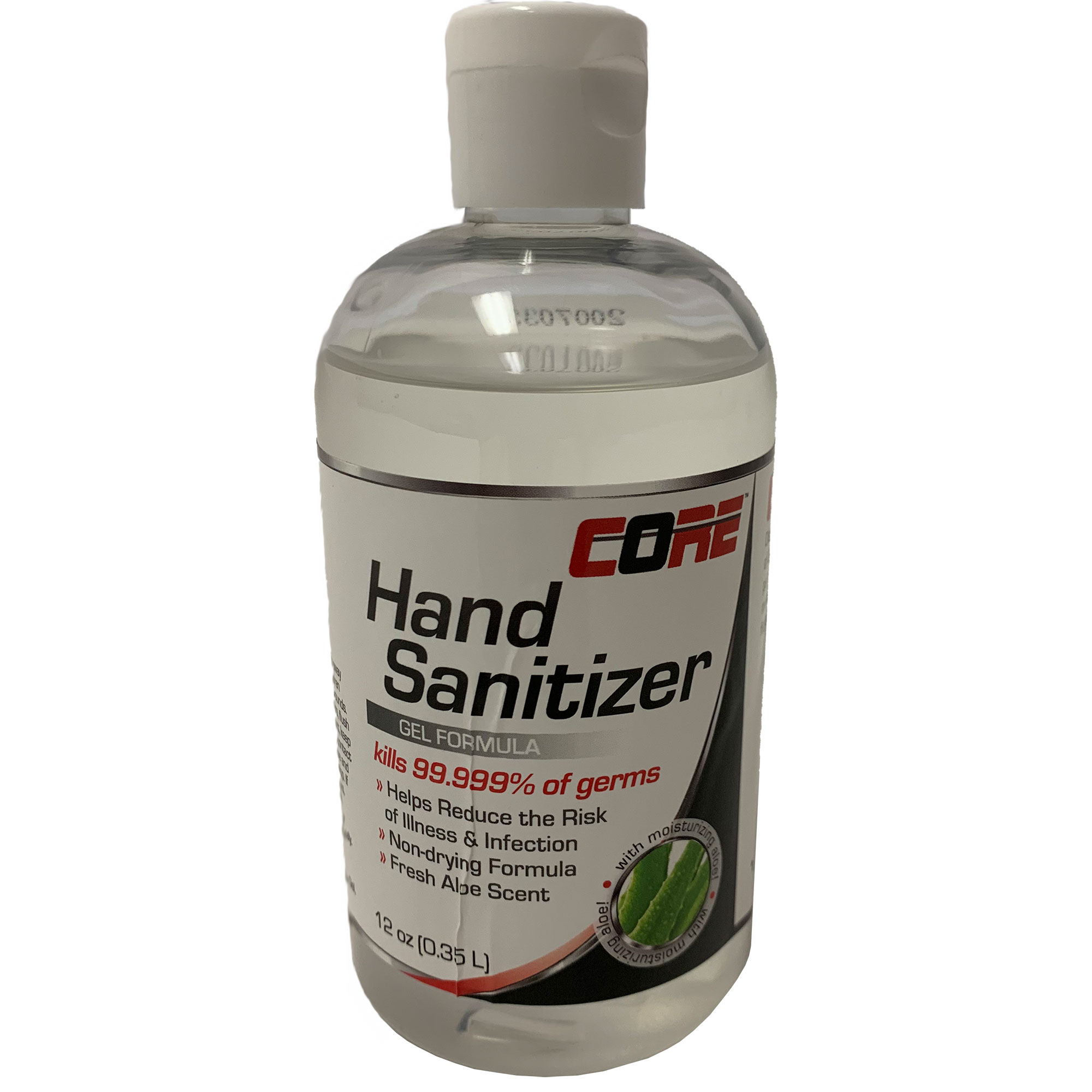 Core Hand Sanitizer Gel with Aloe, Kills 99.999% of Germs, 12oz Flip-Top Squeeze Bottle, Case of 12 Bottles