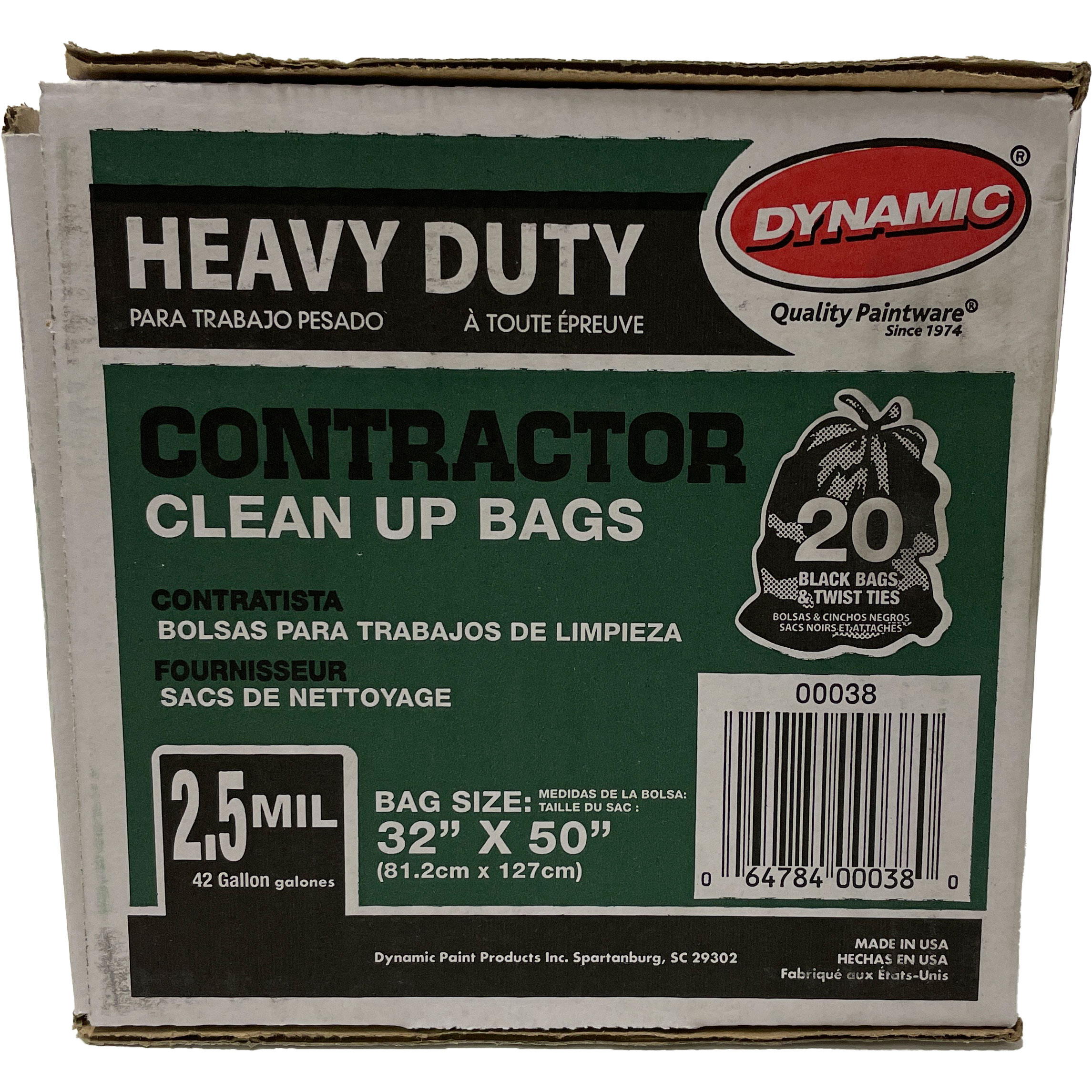 Dynamic 00038 Heavy Duty Black Contractor Bags, 42 Gallon, 2.5mil, 32 x 50,  20 Bags w/ Twist Ties [BAGS00038] - $14.99 : Norkan Industrial Supply,  Abatement Supplies, Concrete Restoration, High performance Coatings &  Safety Equipment