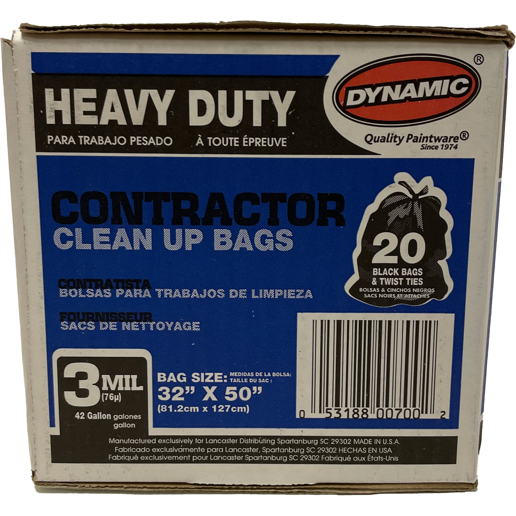 Heavy Duty Contractor Bags 3 mil 42 Gallon (20 Bags)