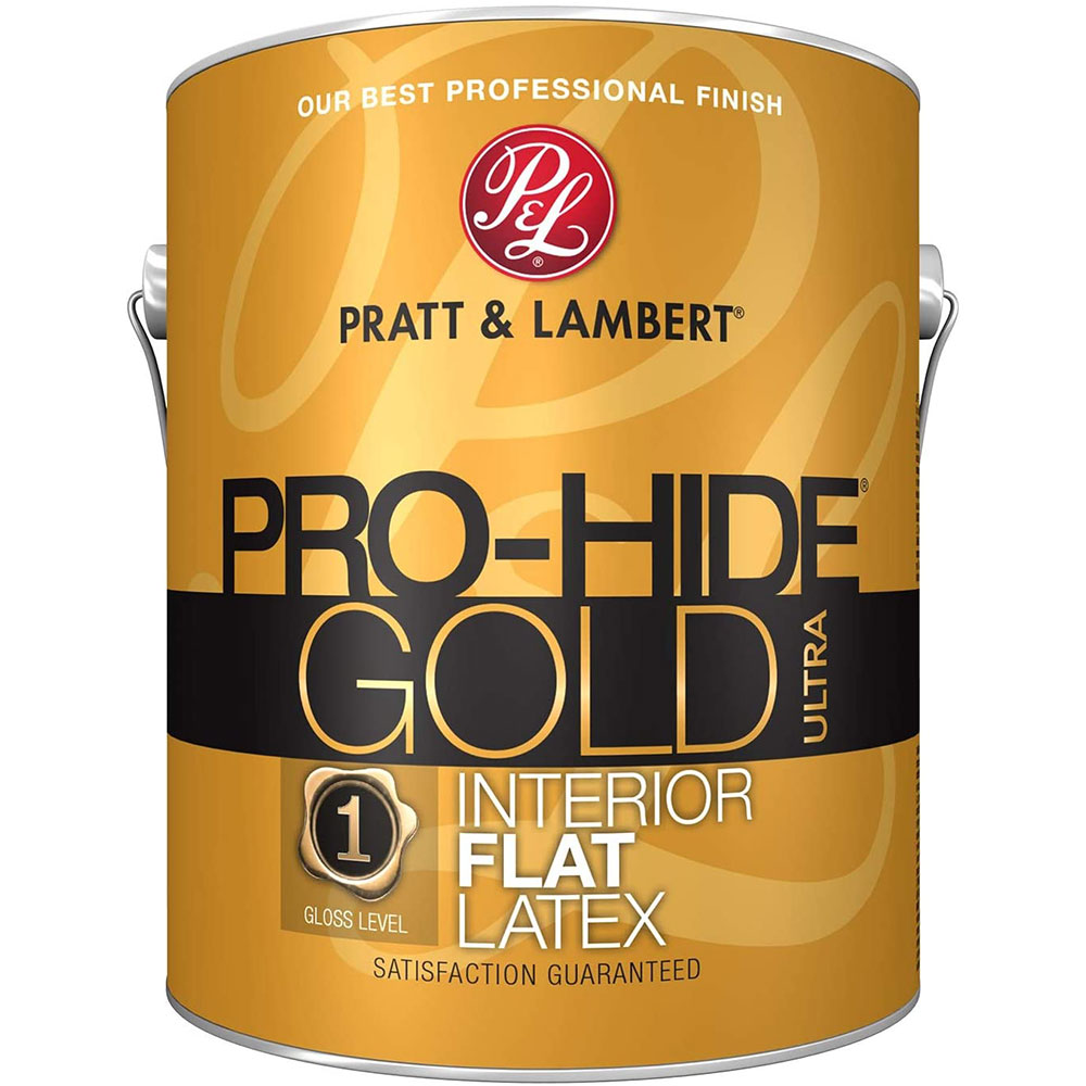 Pratt & Lambert Pro-Hide Gold Ultra Latex Interior Wall Paint, Z8180, Flat, Bright White/Base, 1 Gallon - Click Image to Close