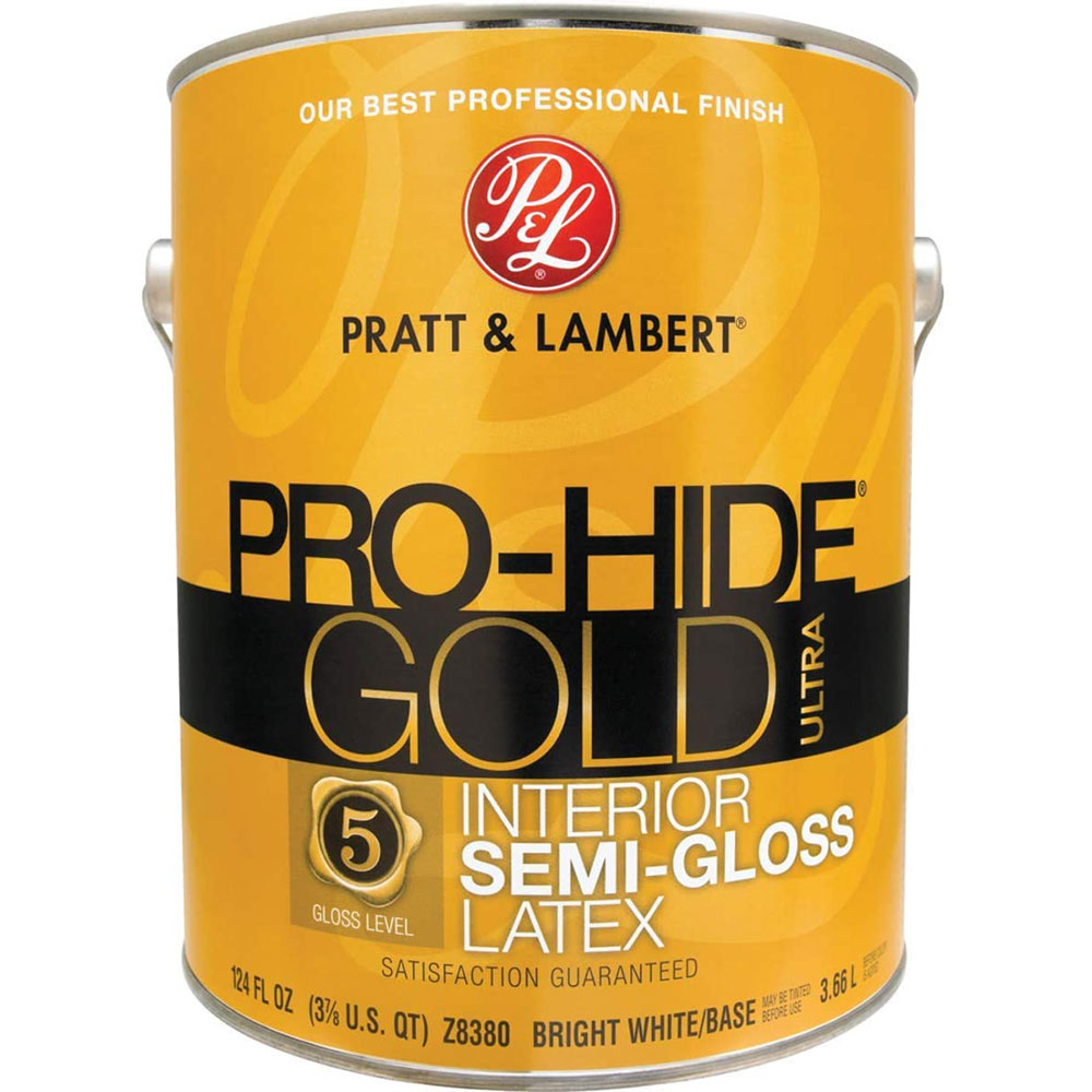 Pratt & Lambert Pro-Hide Gold Ultra Latex Interior Wall Paint, Z8380, Semi-Gloss, Bright White/Base, 1 Gallon - Click Image to Close